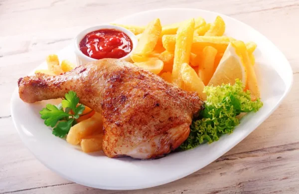 ¼ Chicken + Rolls / chips or Rice