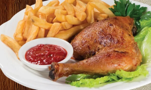 ¼ Chicken + Rolls / chips or Rice